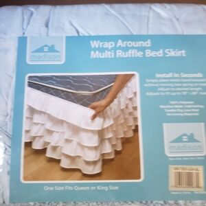 Bed Skirt Madison Blue Wrap-Around Multi Ruffle / Layered Ruffles NWT